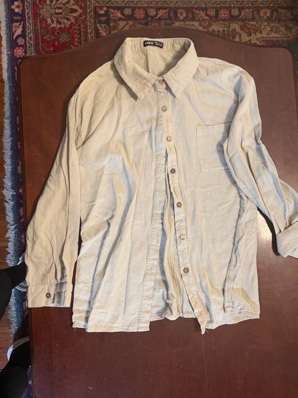 SHEIN Men's Casual Button-Down Shirt in Cream
